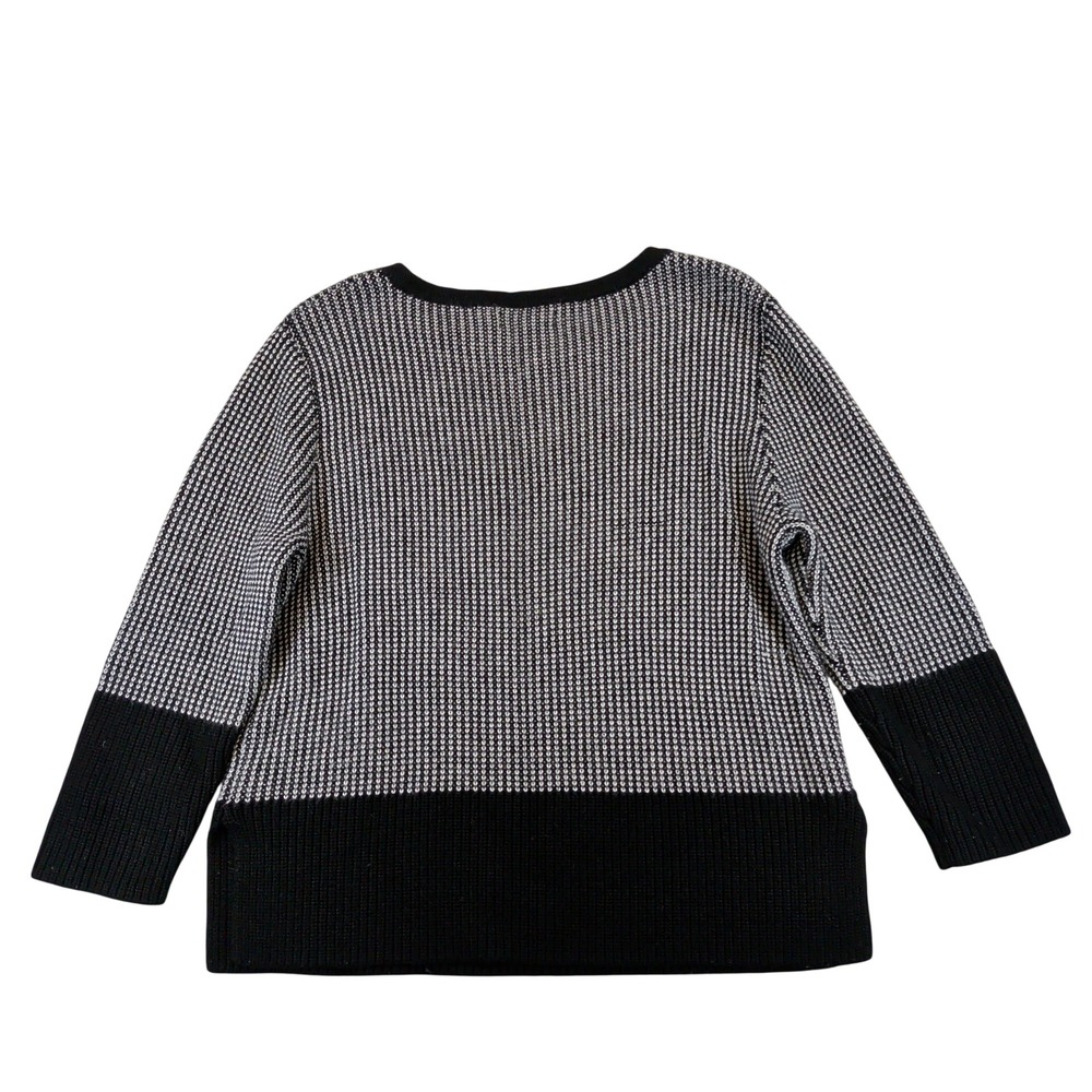 Banana Republic Womens Black White Merino Wool Blend Waffle Knit Sweater Small - Picture 2 of 7